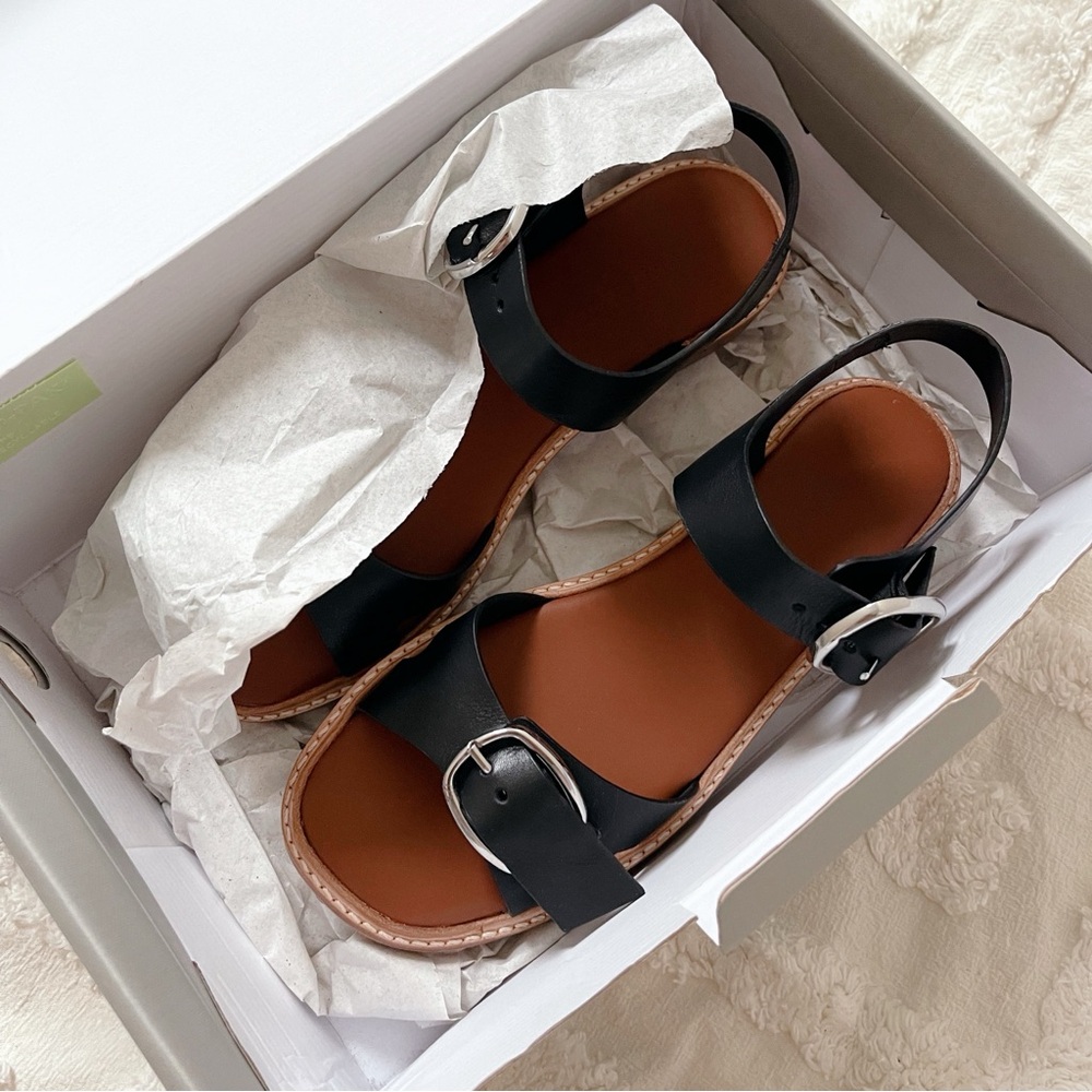 Everlane Black and Brown Buckle Sandals
